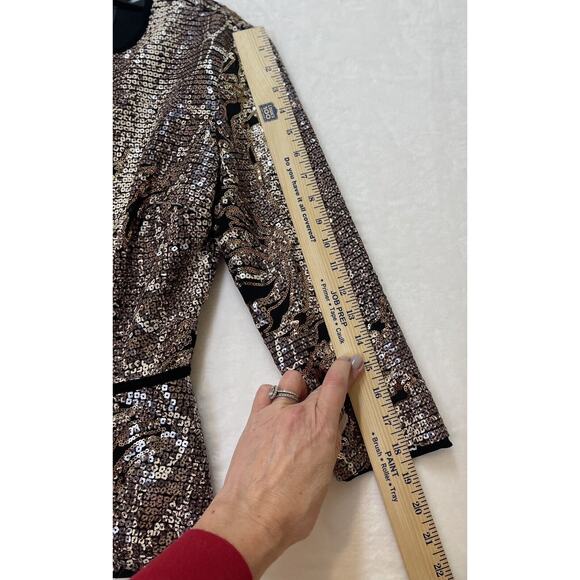 Frank Lyman Jacket Womens 4 Black Metallic Sequin Zip Blazer Cocktail Evening - Picture 14 of 16